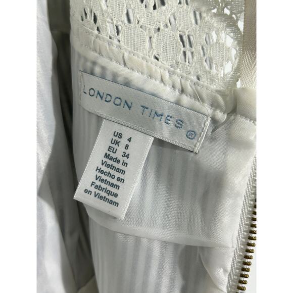 Women's London Times Pinstripe & Lace Seersucker Dress Size 4 Preppy - Picture 3 of 5